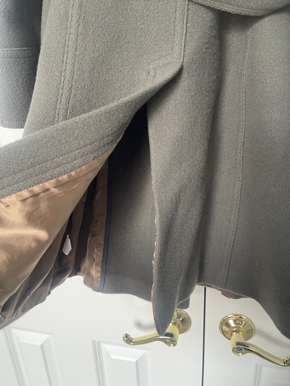 J.Crew Olive Green Stadium Cloth Boulevard Wool Trench Coat - Picture 9 of 9